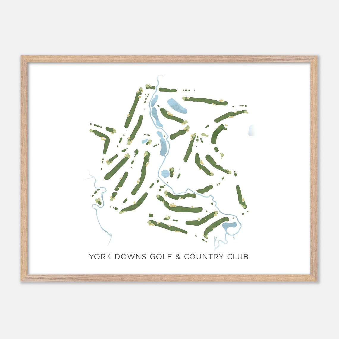 York Downs Golf & Country Club Modern Minimalist Watercolor Golf Map Poster