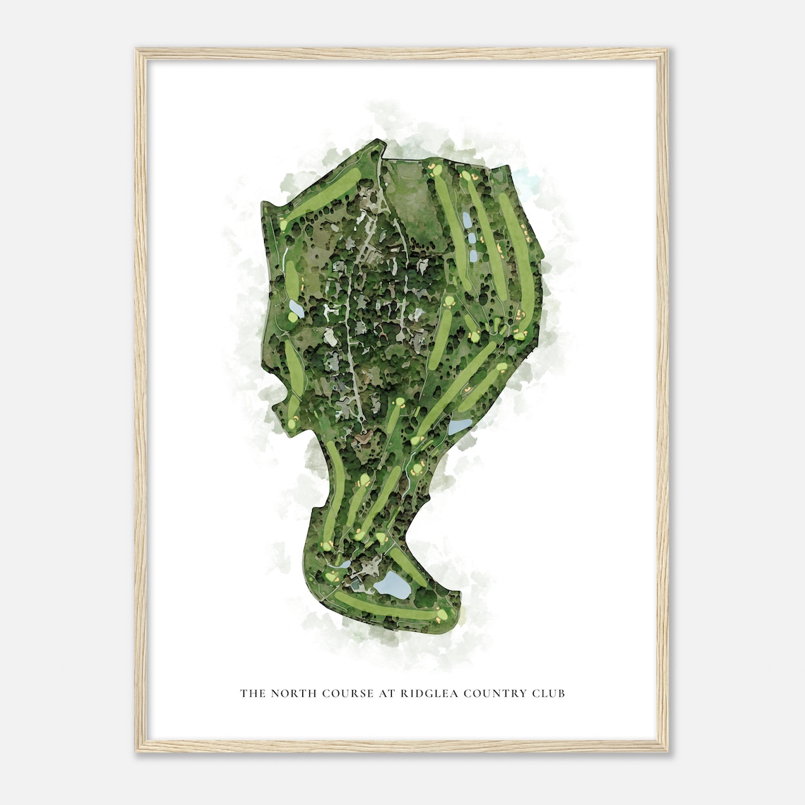 The North Course At Ridglea Country Club Classic Watercolor Golf Map Poster - Image 2