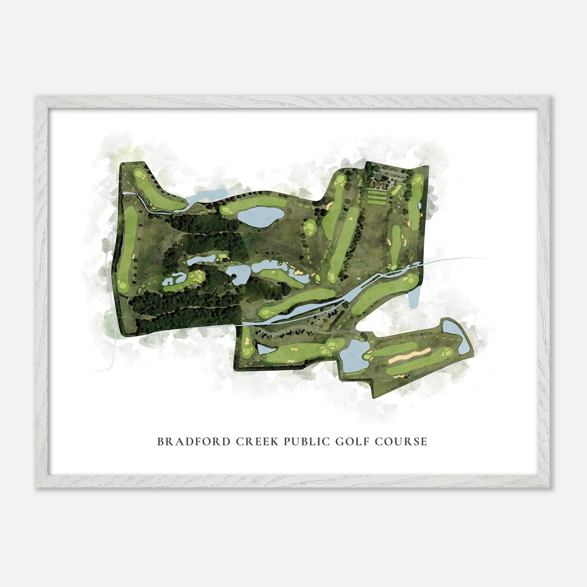 Bradford Creek Public Golf Course Greenville NC Classic Watercolor Golf Map Poster - Image 4