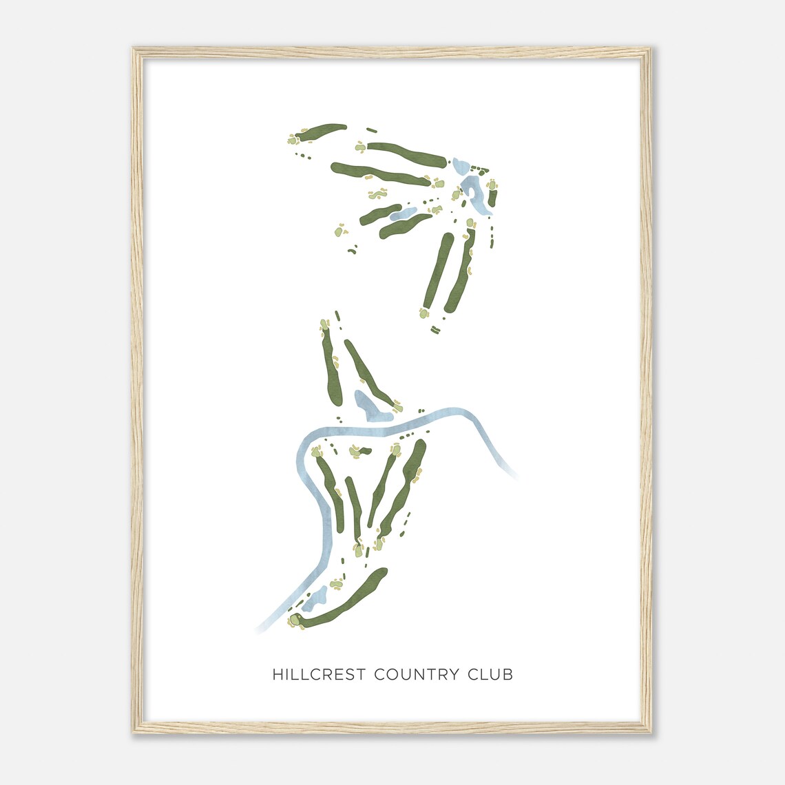 Hillcrest Country Club Idaho Modern Minimalist Golf Map Poster