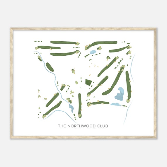 The Northwood Club Texas Modern Watercolor Map Golfer Gift Golf Wall Art Golf Poster Print Course Layout