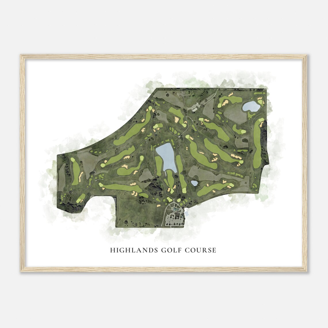 Highlands Golf Course Nebraska Watercolor Map Art Print