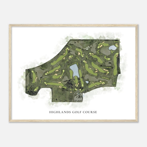 Highlands Golf Course Nebraska Watercolor Map Art Print