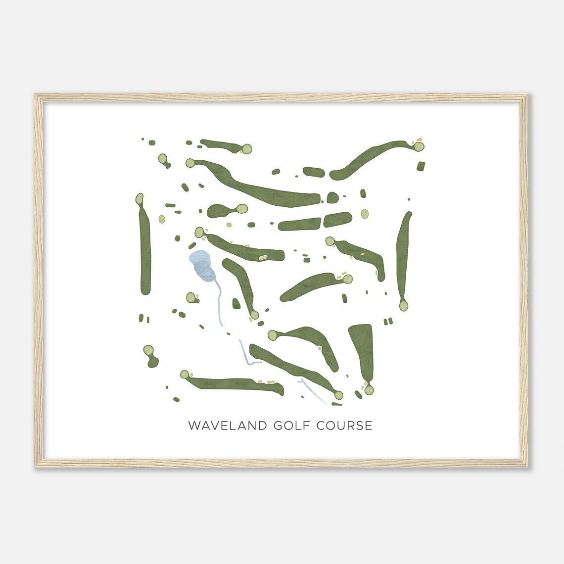 Waveland Golf Course Minimalist Modern Watercolor Golf Map Poster - Image 2