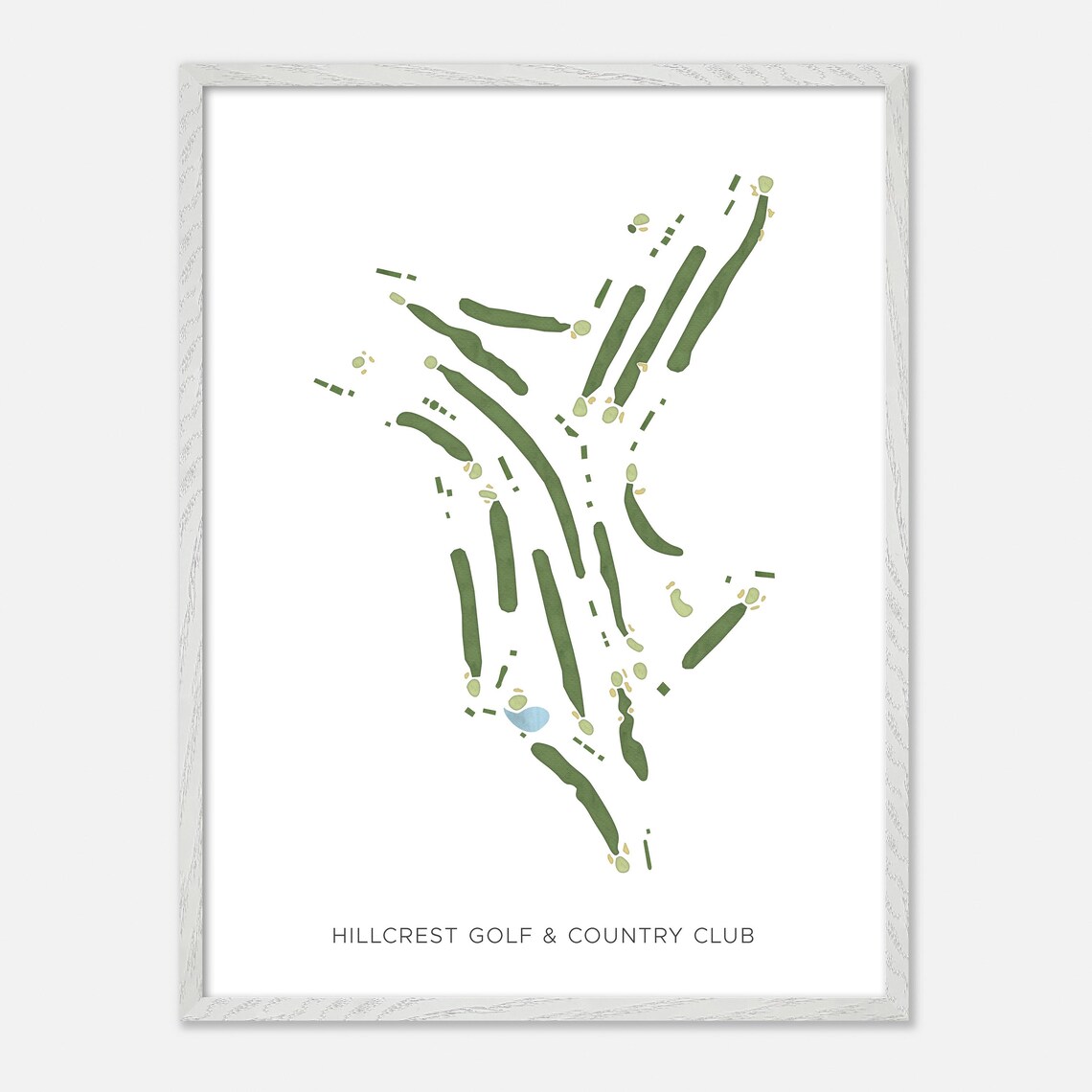 Hillcrest Golf Country Club Modern Minimalist Watercolor Map Poster - Image 2