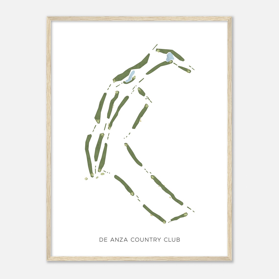 De Anza Country Club California Modern Watercolor Course Map Poster - Image 2