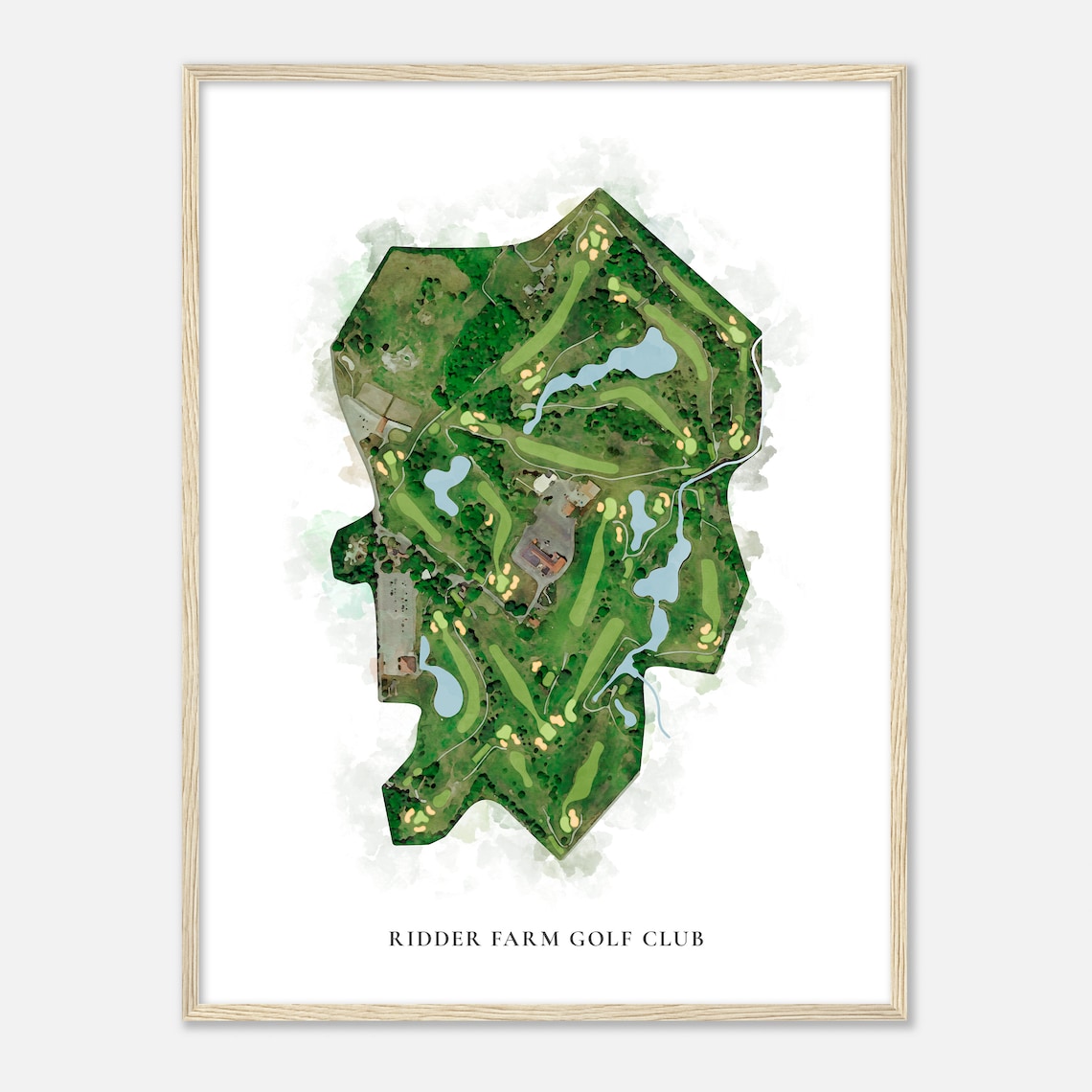 Ridder Farm Golf Club Massachusetts Classic Watercolor Map Poster