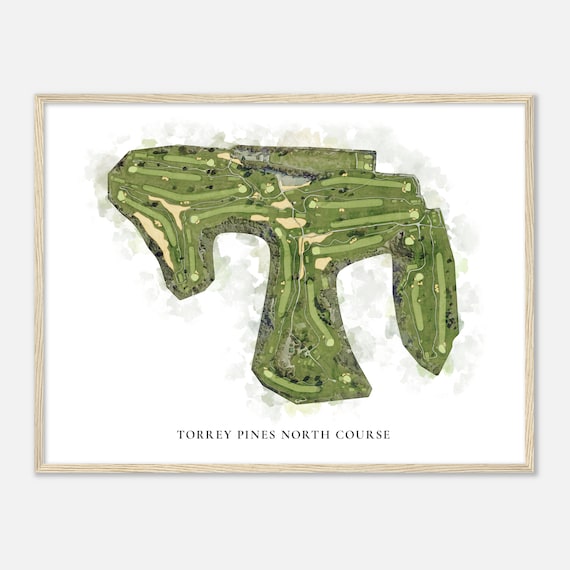 Torrey Pines North Course California Classic Watercolor Map Poster