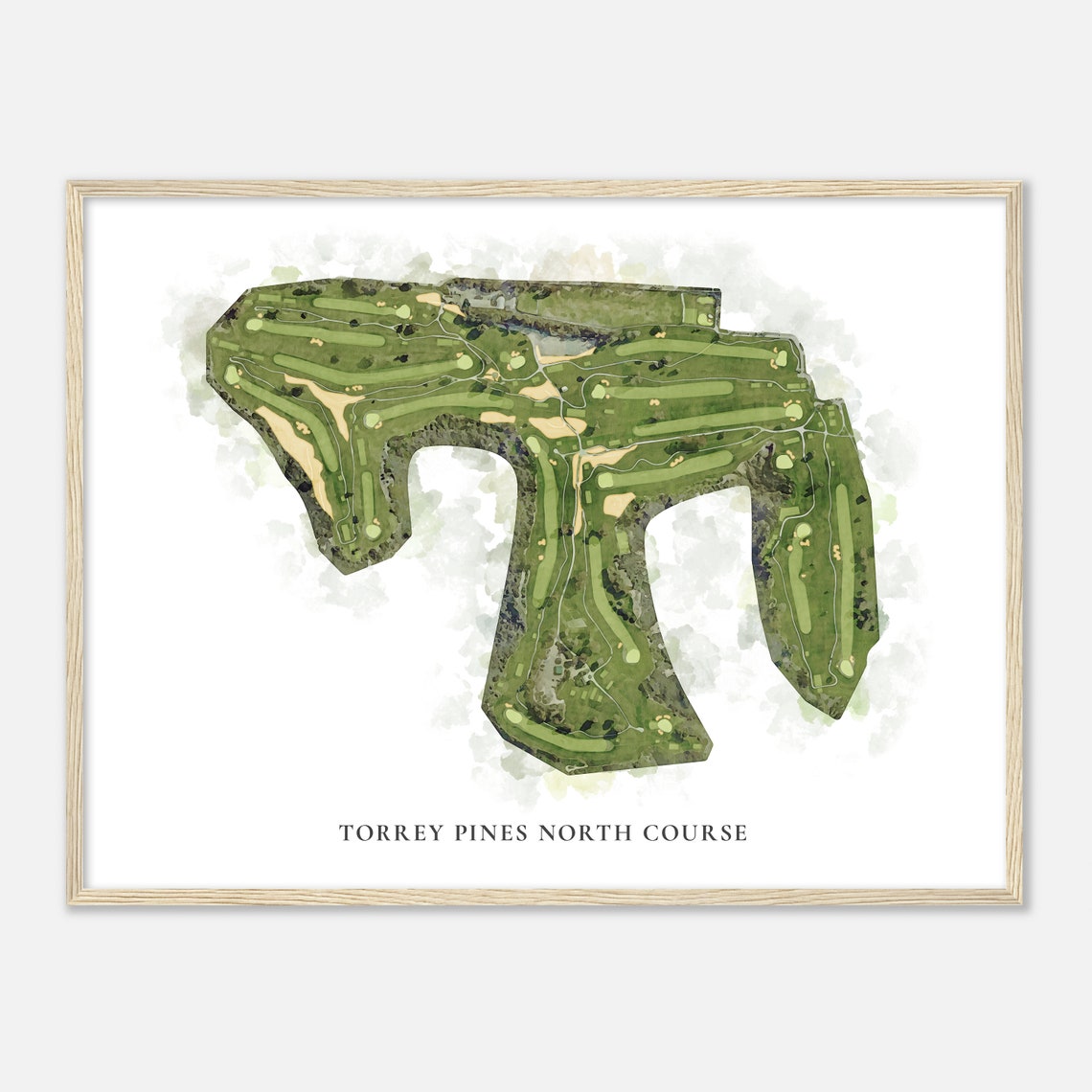Torrey Pines North Course California Classic Watercolor Map Poster