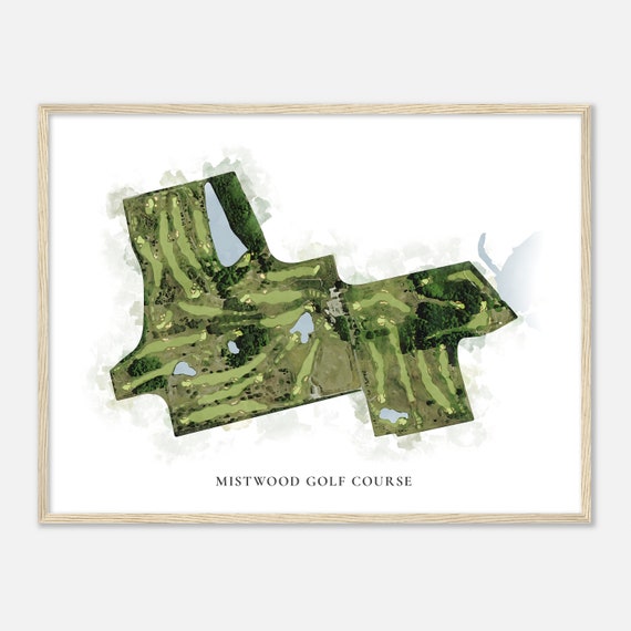 Mistwood Golf Course Michigan Classic Watercolor Map Golfer Gift Golf Wall Art Golf Poster Print Course Layout