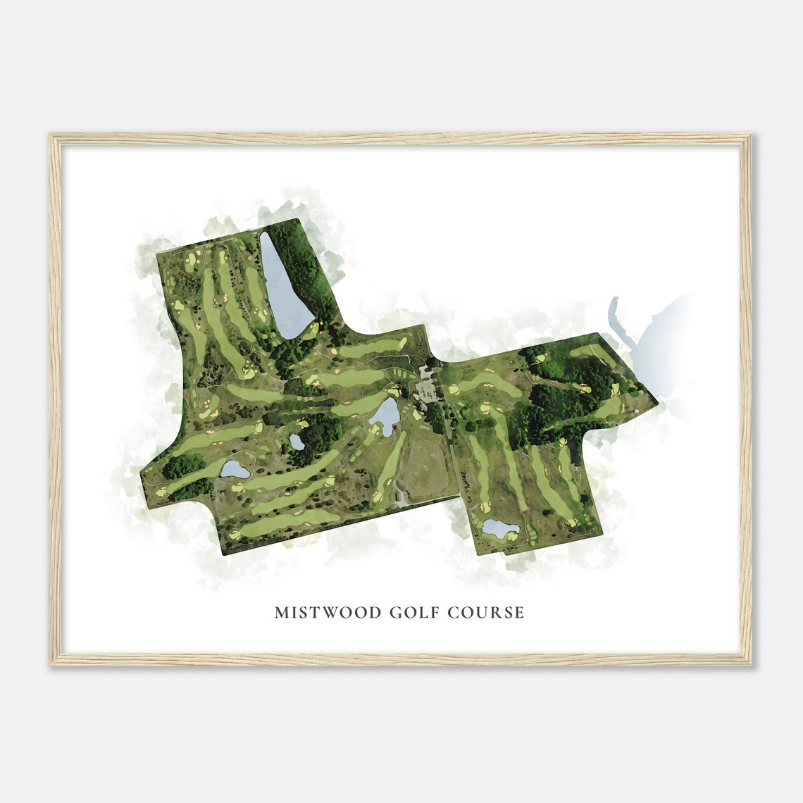 Mistwood Golf Course Watercolor Style Golf Course Map Poster