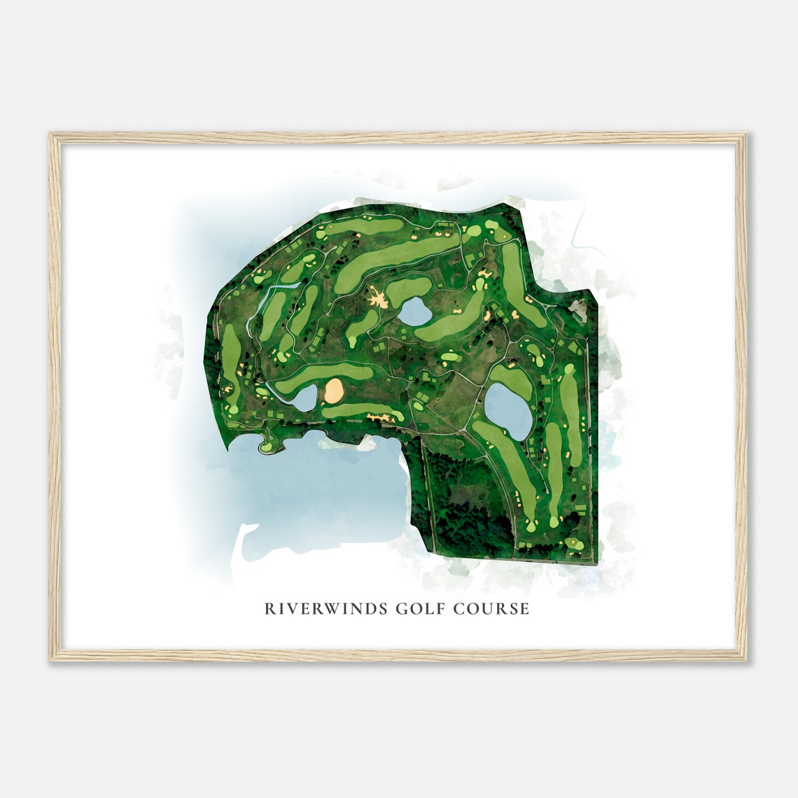 Riverwinds Golf Course New Jersey Classic Watercolor Golf Map Poster - Image 2