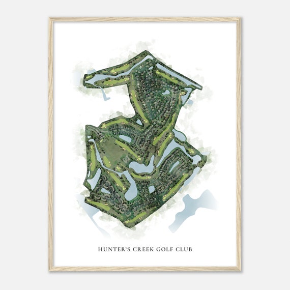 Hunters Creek Golf Club Florida Classic Watercolor Map Golfer Gift Golf Wall Art Golf Poster Print Course Layout
