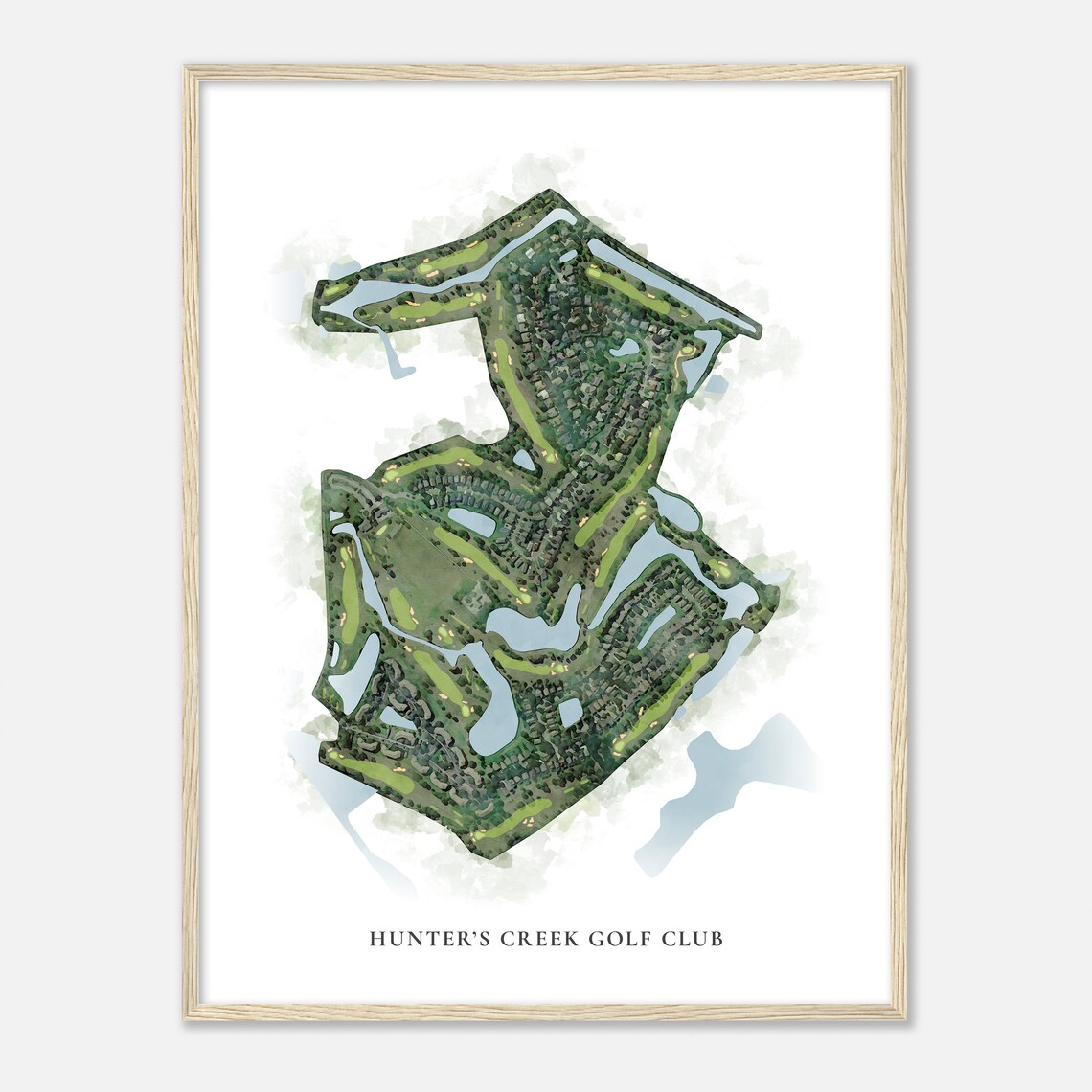 Hunters Creek Golf Club Florida Classic Watercolor Map Poster