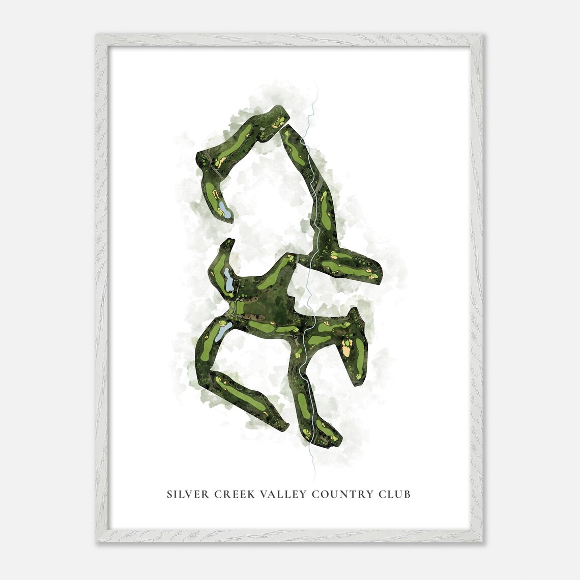 Silver Creek Valley Country Club Golf Watercolor Aerial Map Poster - Image 2