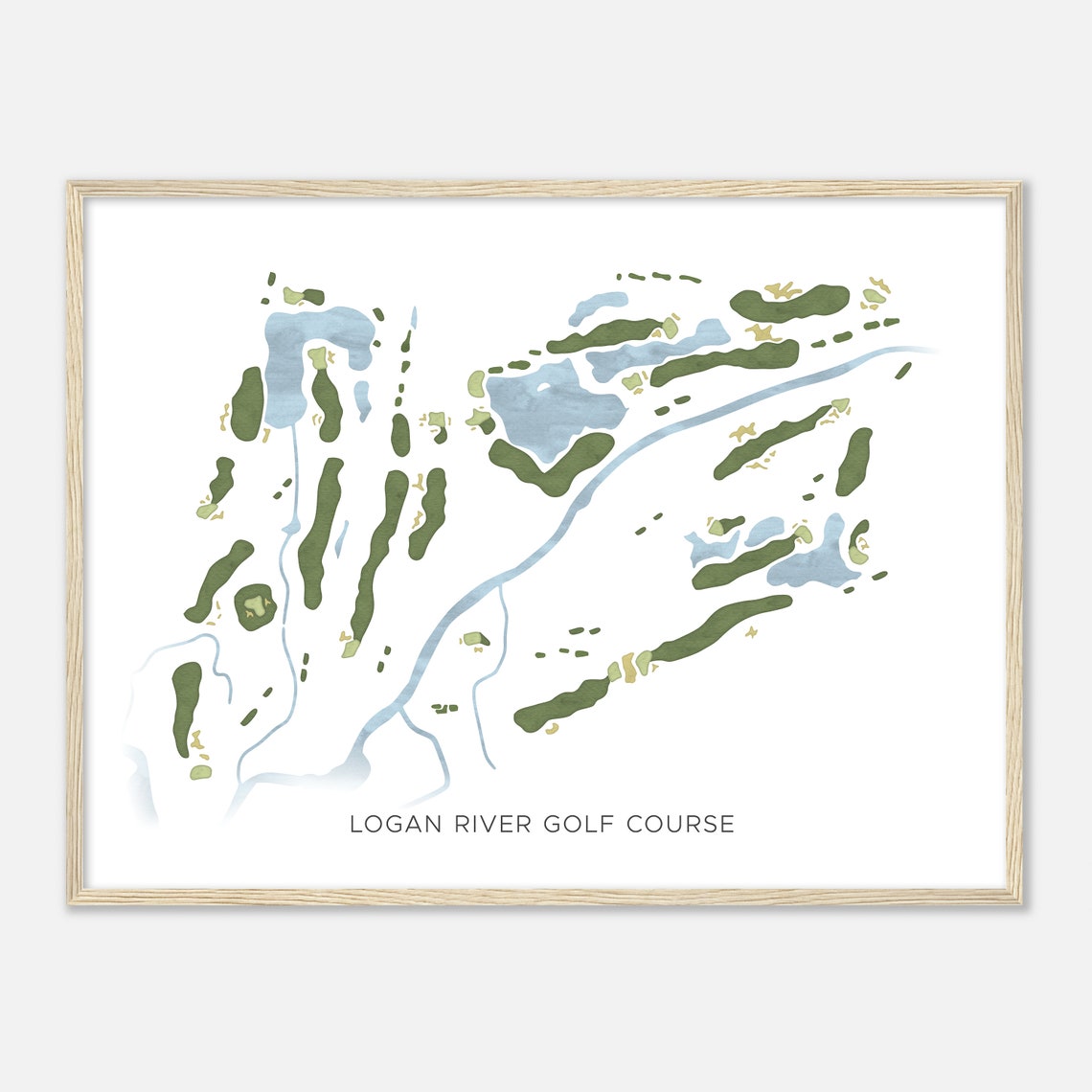 Logan River Golf Course Modern Watercolor Map Golfer Gift Poster