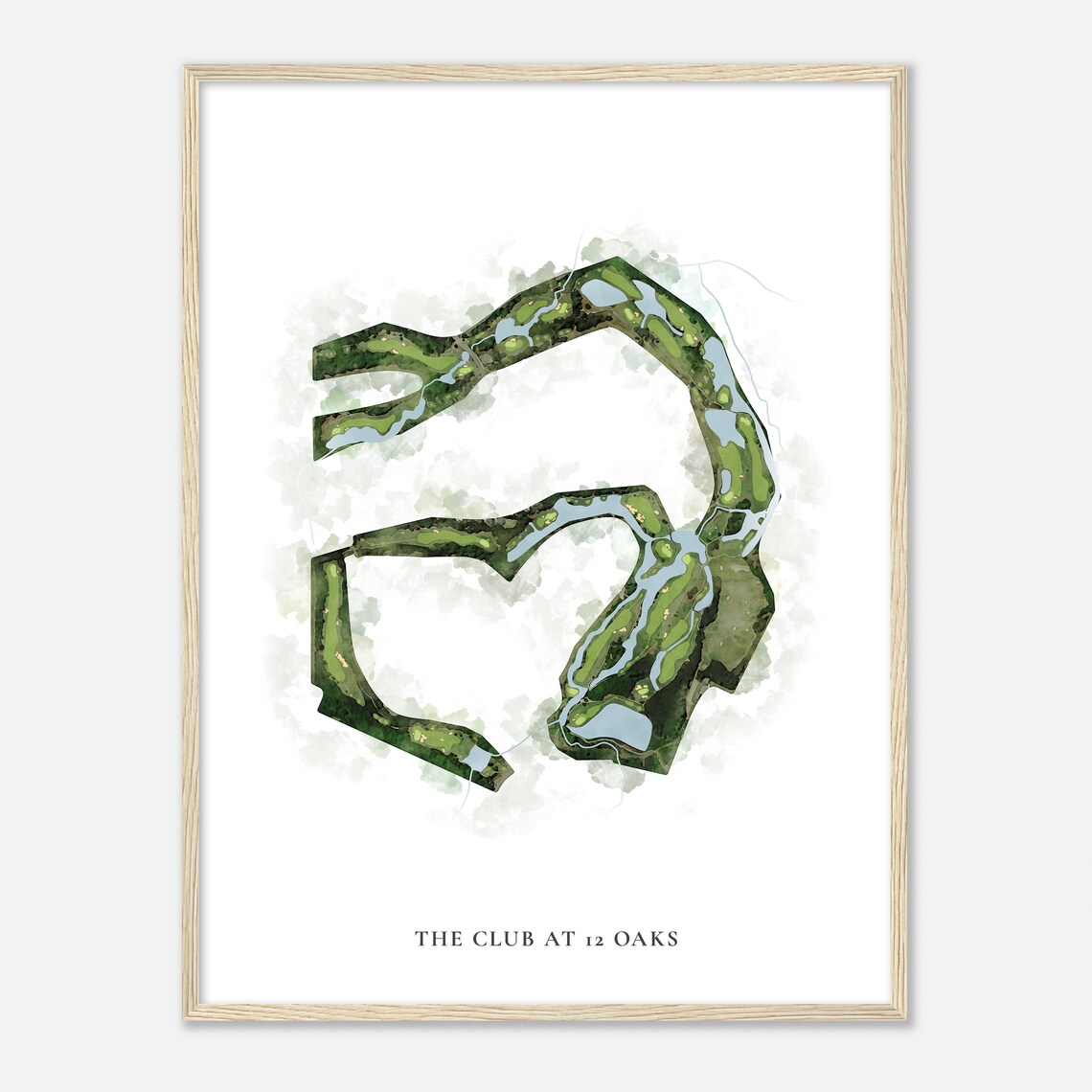 The Club At 12 Oaks North Carolina Classic Watercolor Golf Course Map Poster - Image 2