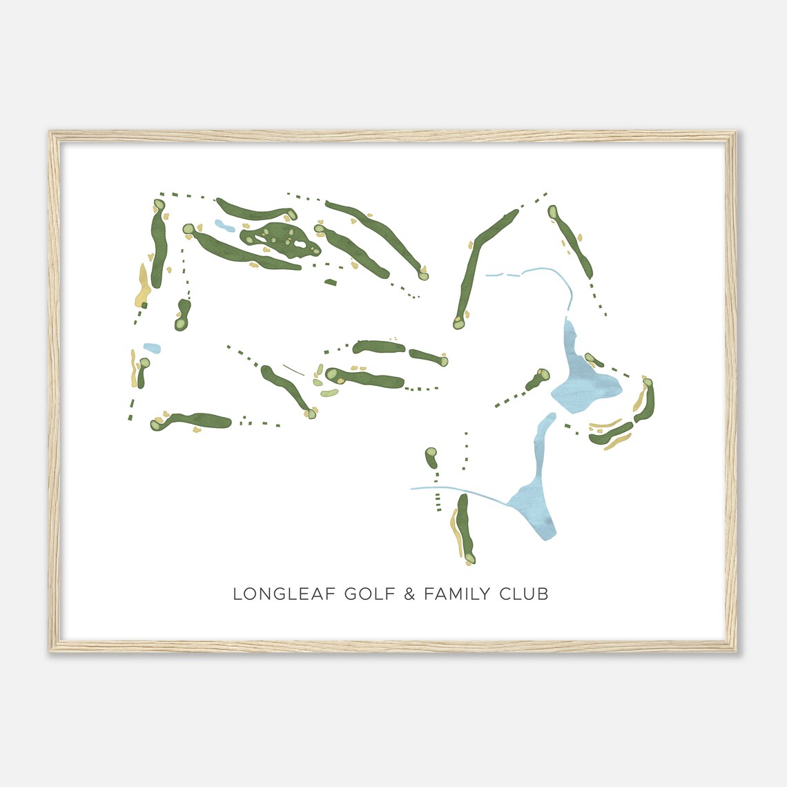 Longleaf Golf & Family Club North Carolina Modern Watercolor Golf Course Map Poster - Image 2
