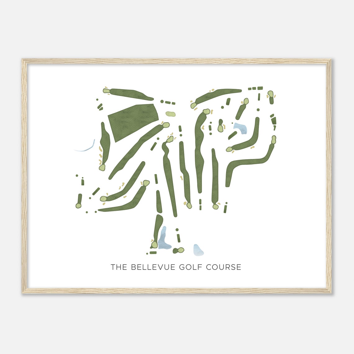 The Bellevue Golf Course Modern Watercolor Map Poster Art Gift - Image 2
