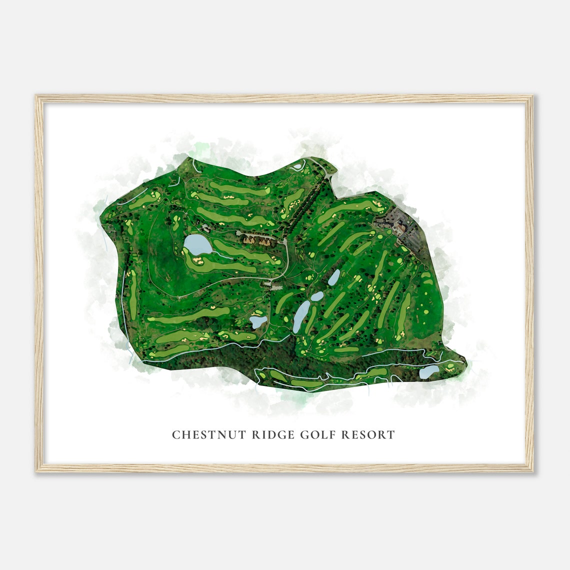 Chestnut Ridge Golf Resort Classic Watercolor Golf Course Map Poster - Image 2