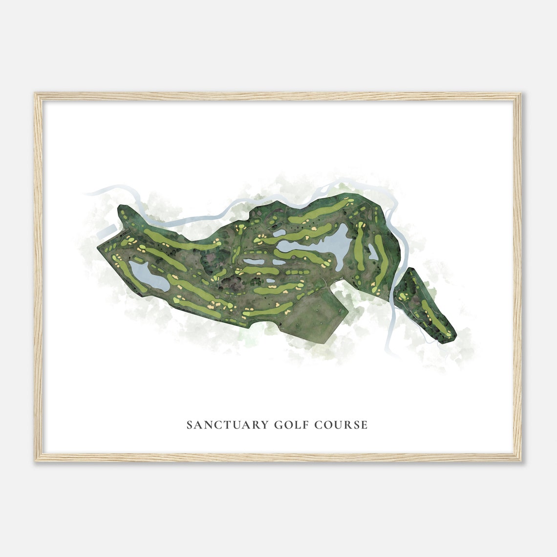 Sanctuary Golf Course Illinois Classic Watercolor Map Golfer Gift Golf Wall Art Golf Poster Print Course Layout