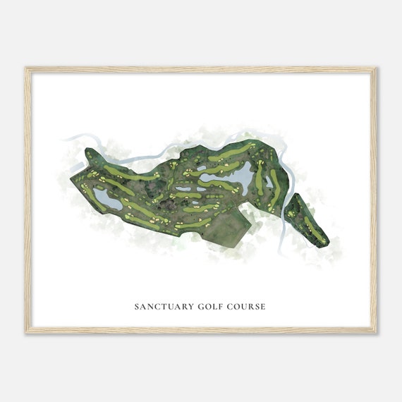 Sanctuary Golf Course Illinois Classic Watercolor Map Golfer Gift Golf Wall Art Golf Poster Print Course Layout