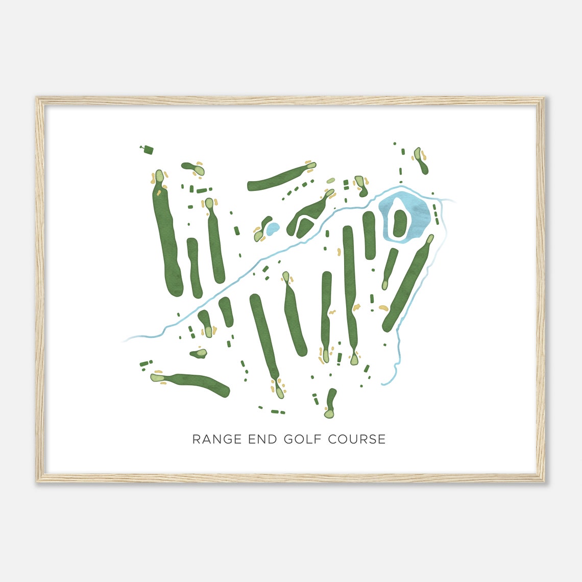 Range End Golf Course Pennsylvania Modern Watercolor Course Map Poster - Image 2
