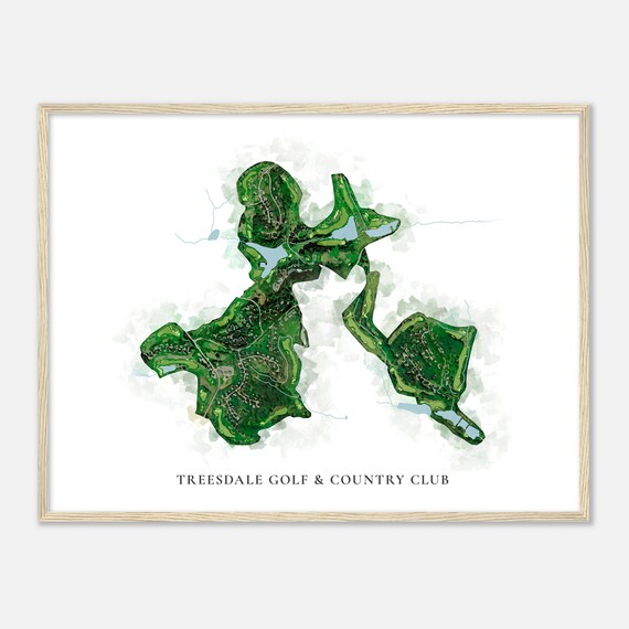 Treesdale Golf Country Club Pennsylvania Classic Watercolor Map Golfer Gift Golf Wall Art Golf Poster Print Course Layout