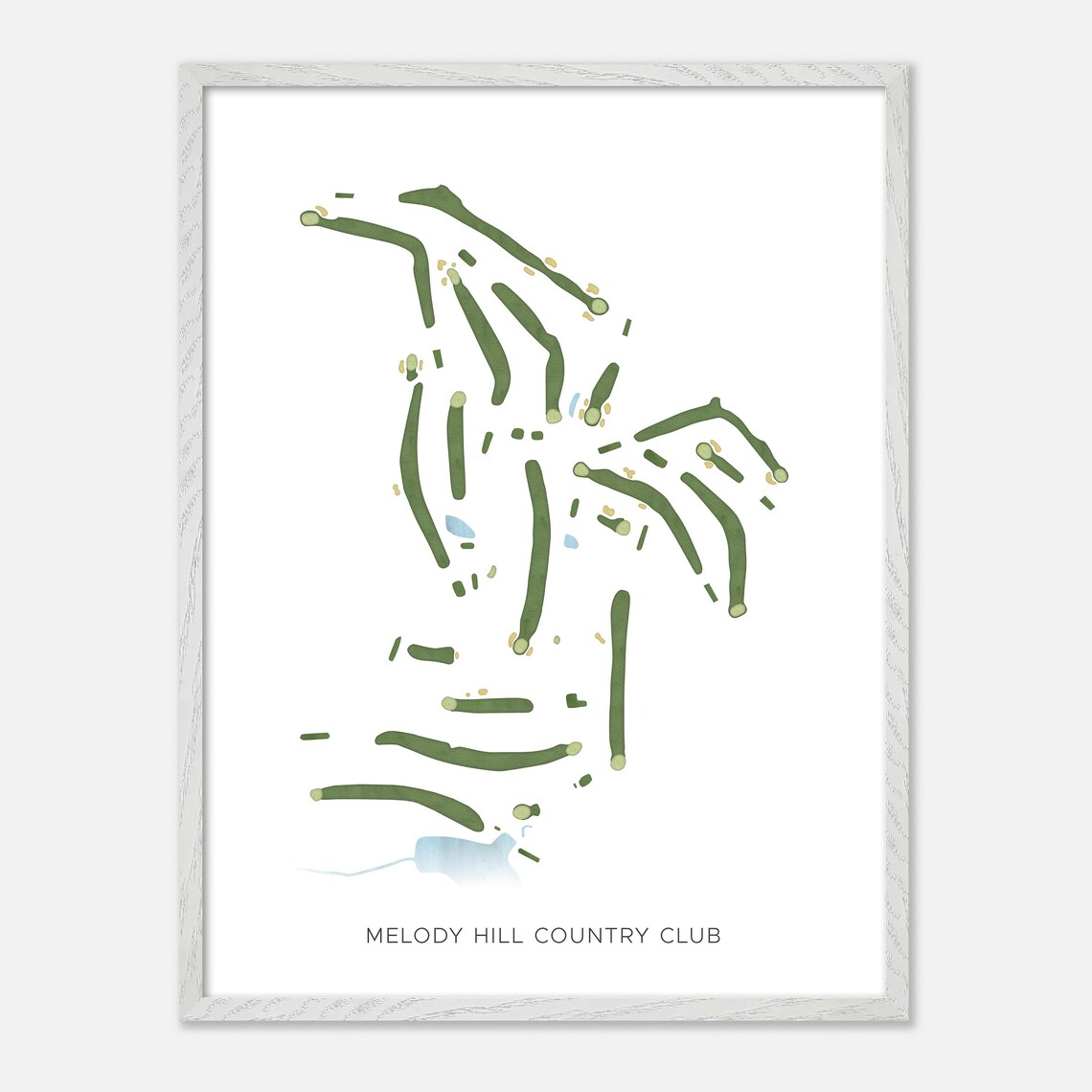 Melody Hill Country Club Minimalist Watercolor Fairway Map Poster - Image 2