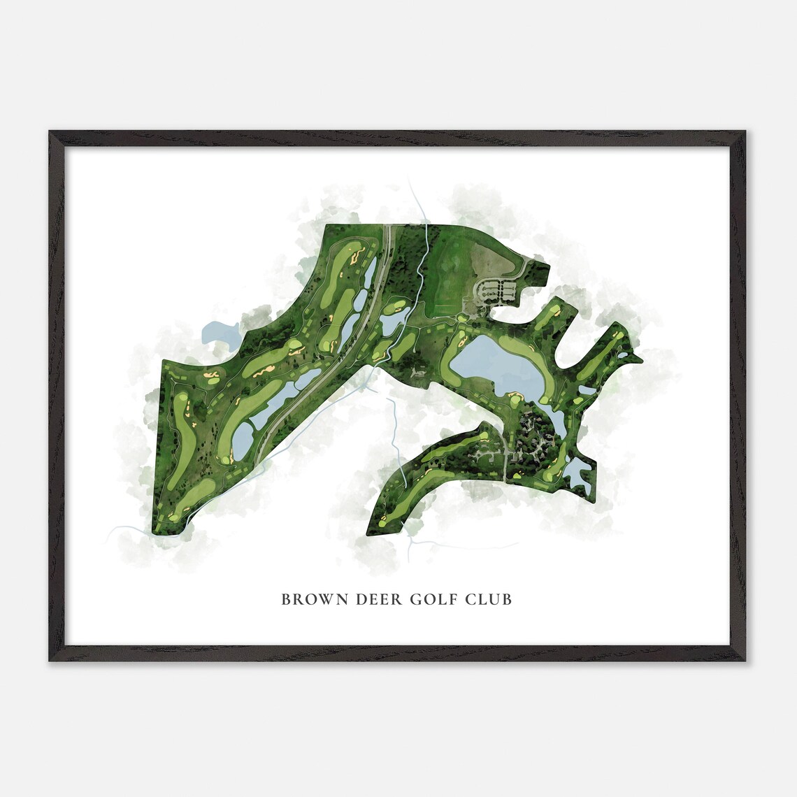 Brown Deer Golf Club Coralville Iowa Classic Watercolor Map Poster - Image 5