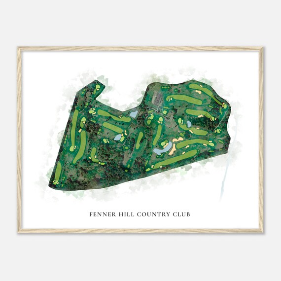 Fenner Hill Country Club Rhode Island Classic Watercolor Map Golfer Gift Golf Wall Art Golf Poster Print Course Layout
