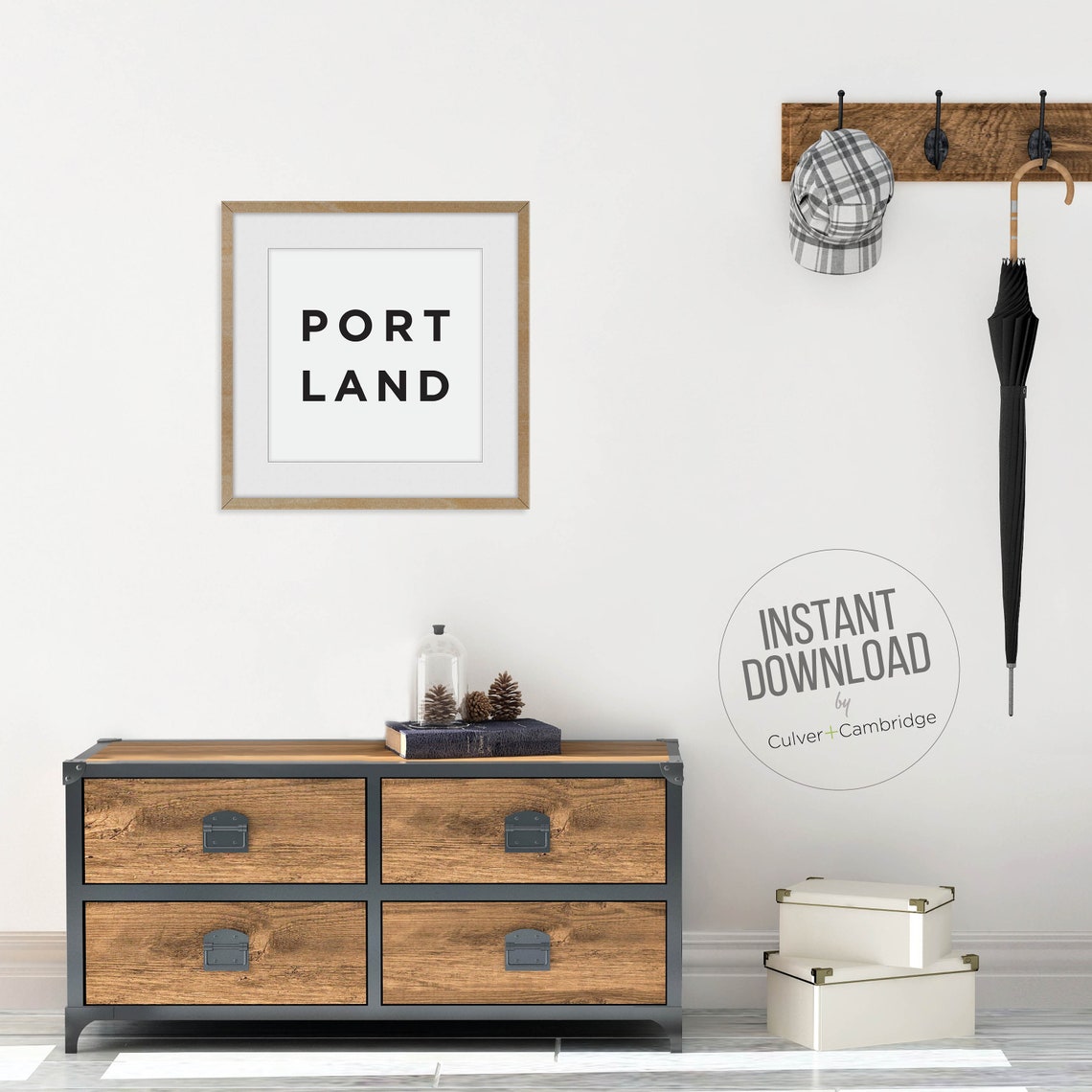Hometown City Name Block Letter Typography Modern Geography Poster - Image 3