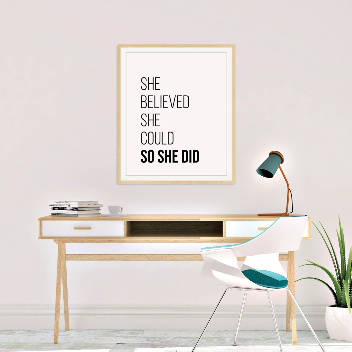 She Believed She Could So She Did Wall Art Feminist Art Feminist Gifts Feminist Poster Teen Girl Room Decor - Image 3