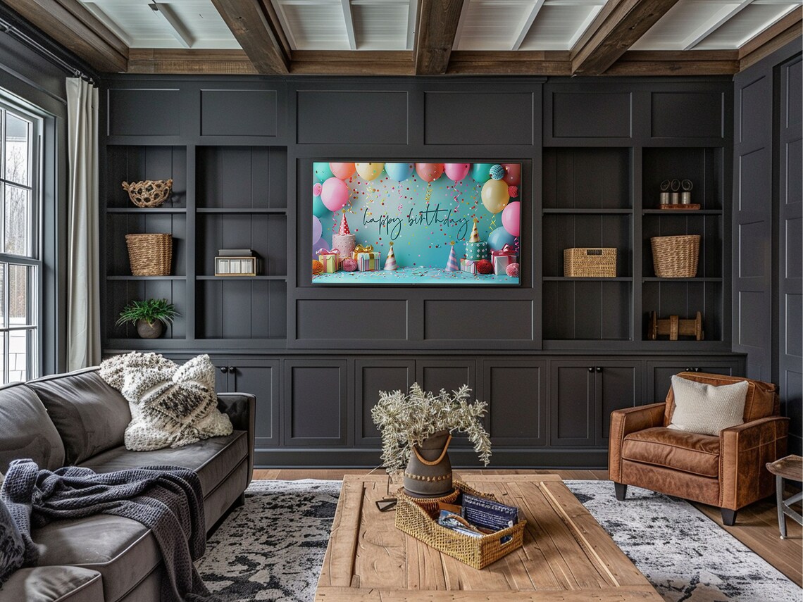 Happy Birthday Frame TV Art Print, Party Decor - Image 3