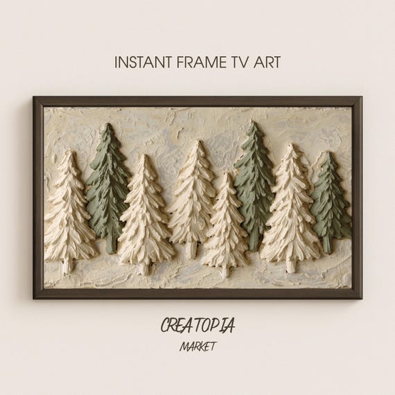 Samsung Frame Tv Art Textured Pine Forest Modern Sculptural Relief