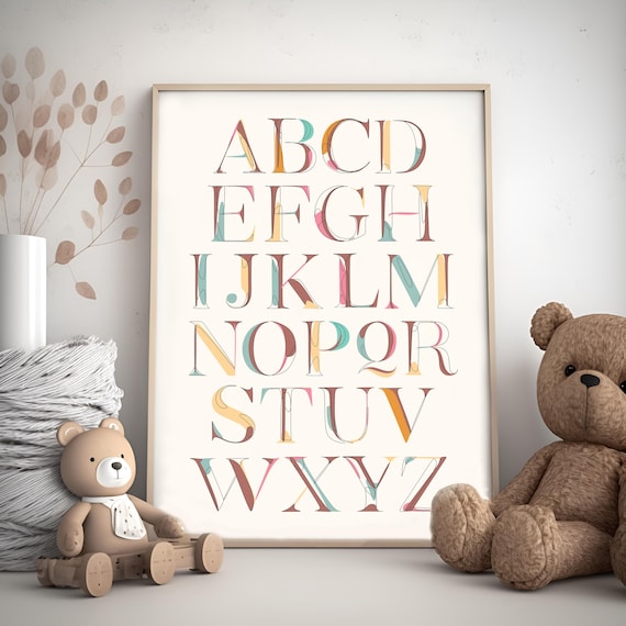 Colorful Alphabet ABC Nursery Educational Classroom Kids Room Poster