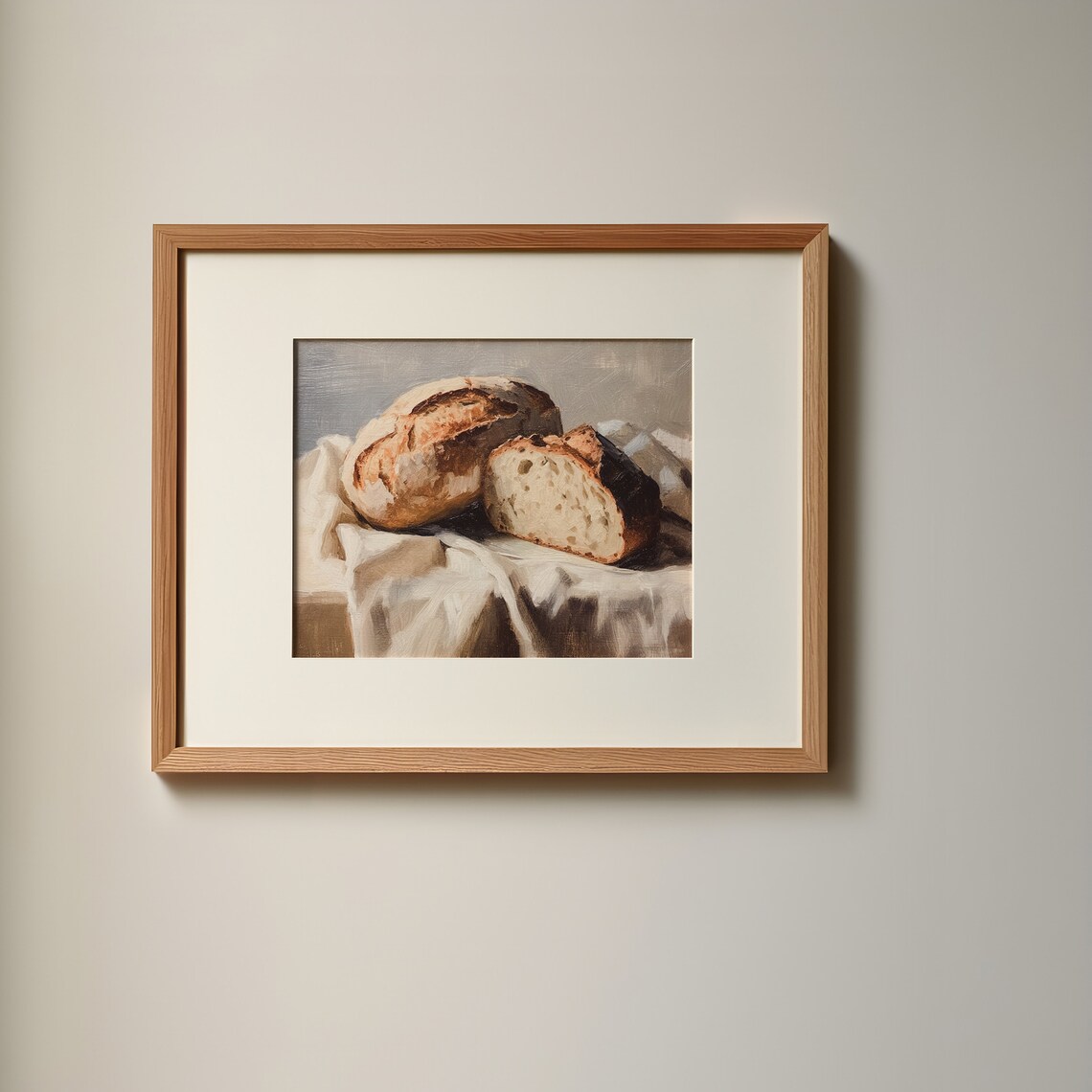 Rustic Sourdough Bread Still Life Kitchen Vintage Oil Painting Poster - Image 3