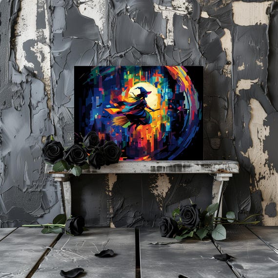 Geometric Witch Gothic Halloween Art Print