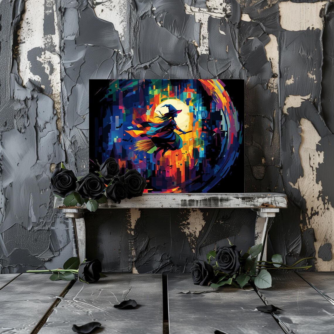 Geometric Witch Gothic Halloween Art Print