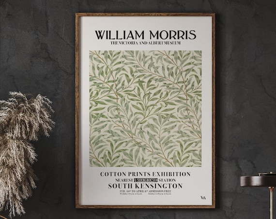 William Morris Willow Branch Pattern Cotton Prints Exhibition Poster