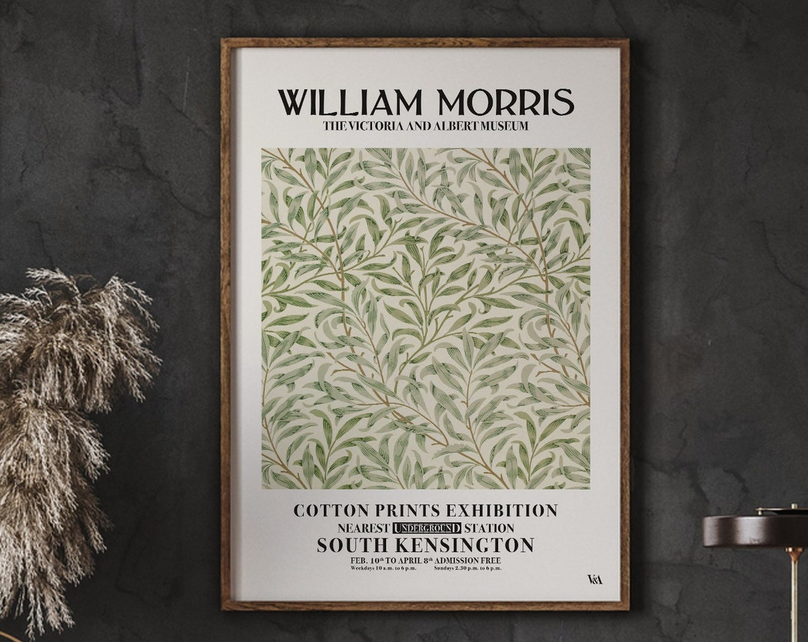 William Morris Willow Branch Pattern Cotton Prints Exhibition Poster