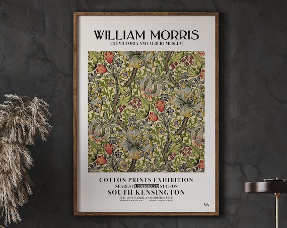 William Morris Golden Floral Cotton Pattern Exhibition Art Poster