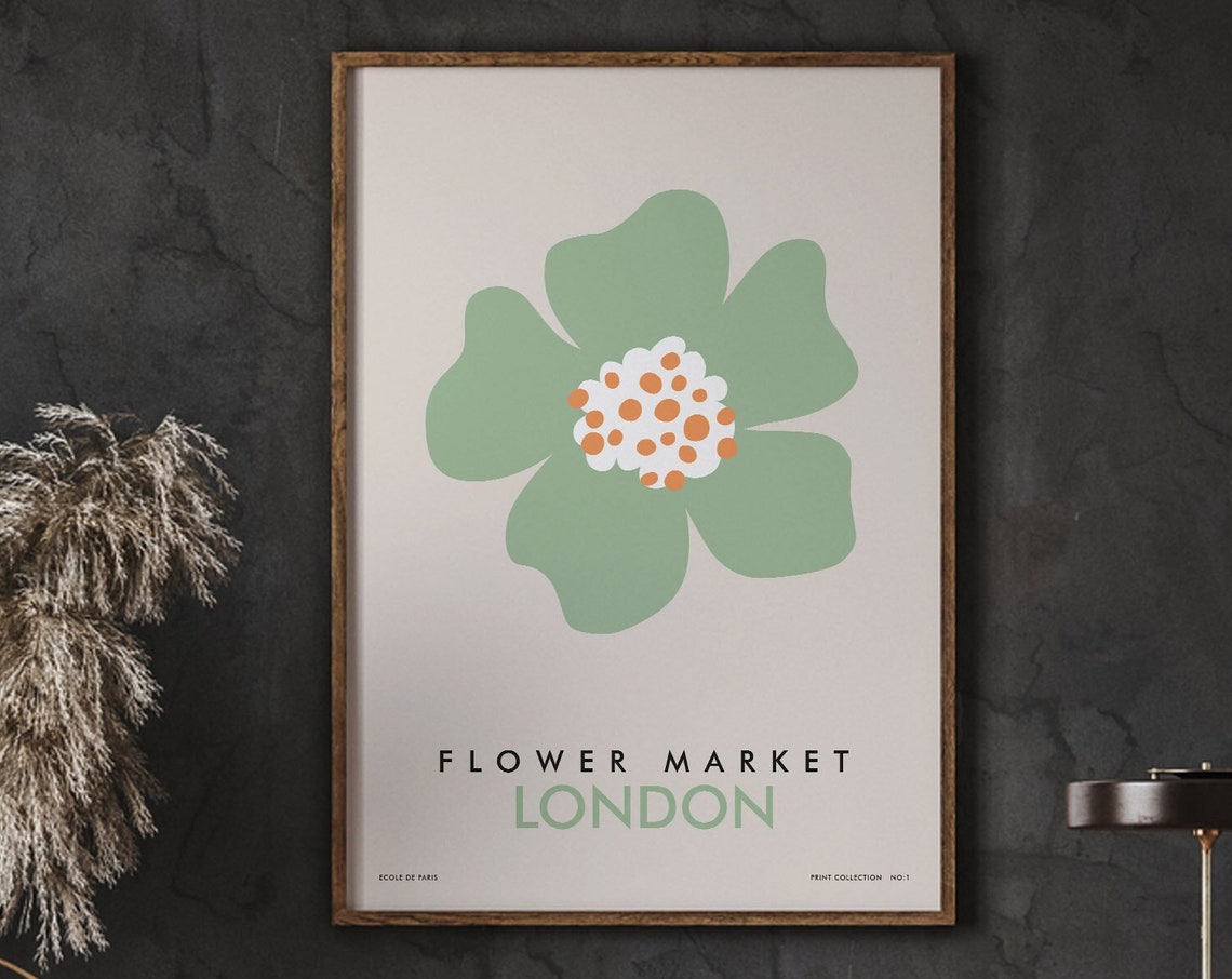 Flower Market London Shop Decor Boho Modern Floral Artwork Poster