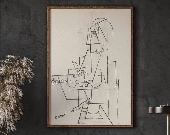 Pablo Picasso Homme Au Violon Ceret 1912 Wall Art Surrealism Minimalist Poster Ideal Gift Instant