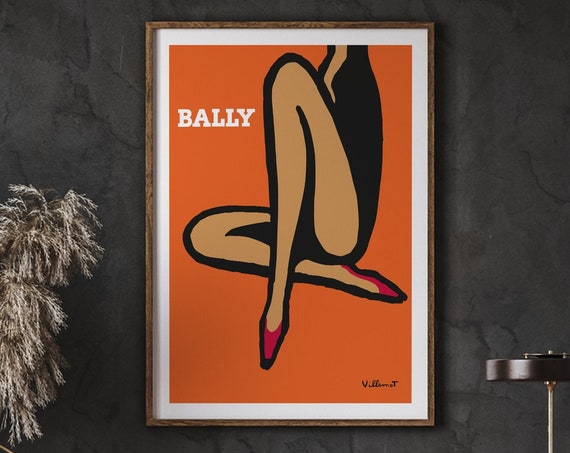 Bally Legs Woman Poster Orange Print Shoes Gallery Quality Art Wall Decor Home Instant