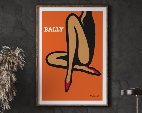 Bally Shoes Vintage Fashion Advertisement Villemot Art Poster