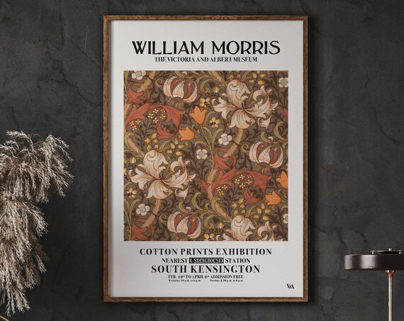 William Morris Cotton Prints Exhibition Autumn Floral Motif Poster