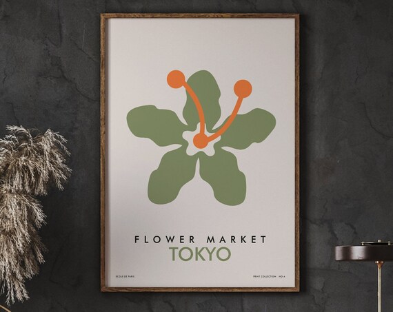 Flower Market Tokyo Danish Pastel Decor Scandinavian Art Botanical Poster Living Room