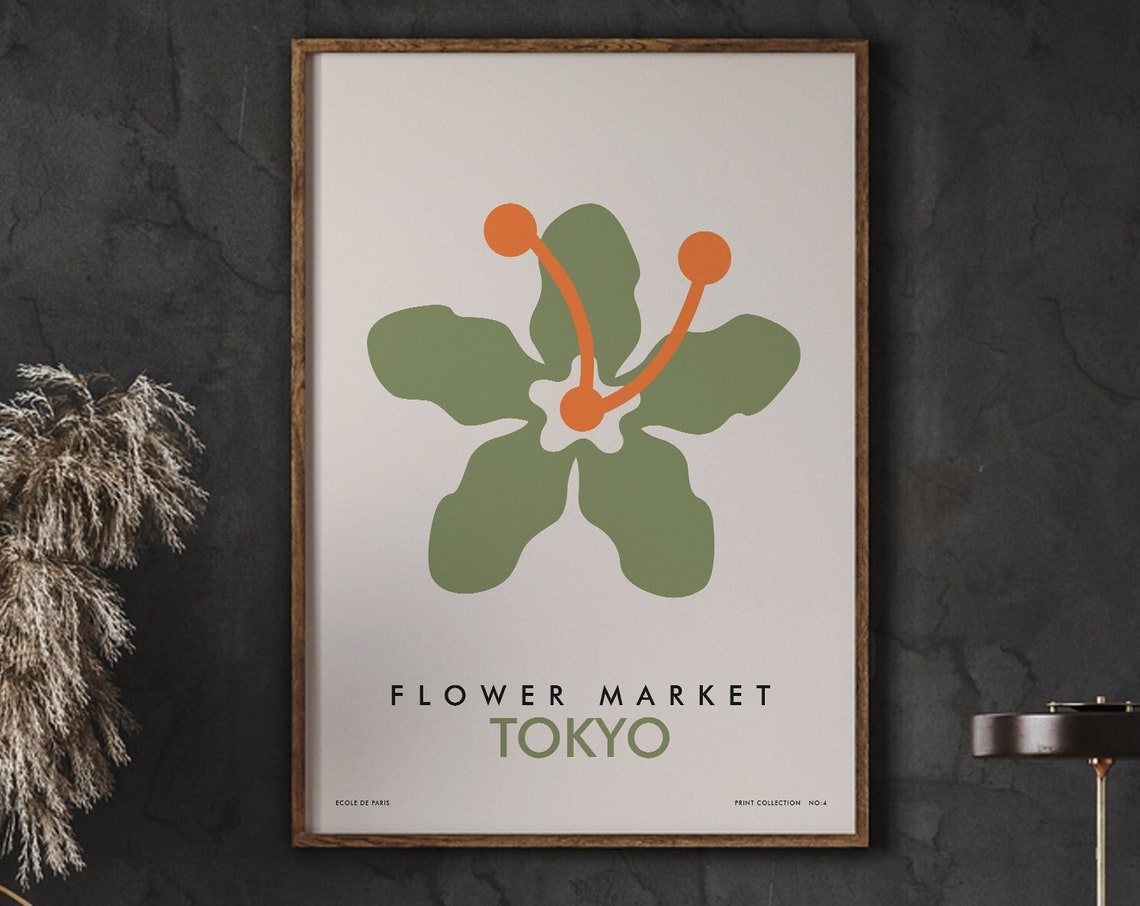 Flower Market Tokyo Danish Pastel Decor Scandinavian Art Botanical Poster Living Room