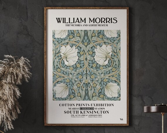 William Morris Exhibition Poster, Floral Vintage Decor